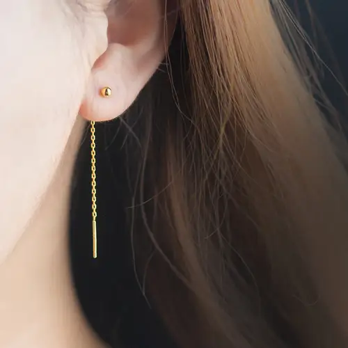 WANTME 925 Sterling Silver Chain Tassel Bead Drop Earrings for Women Fashion Minimalist Charm Ear Wires Line Girl Jewelry Gift - Image 3