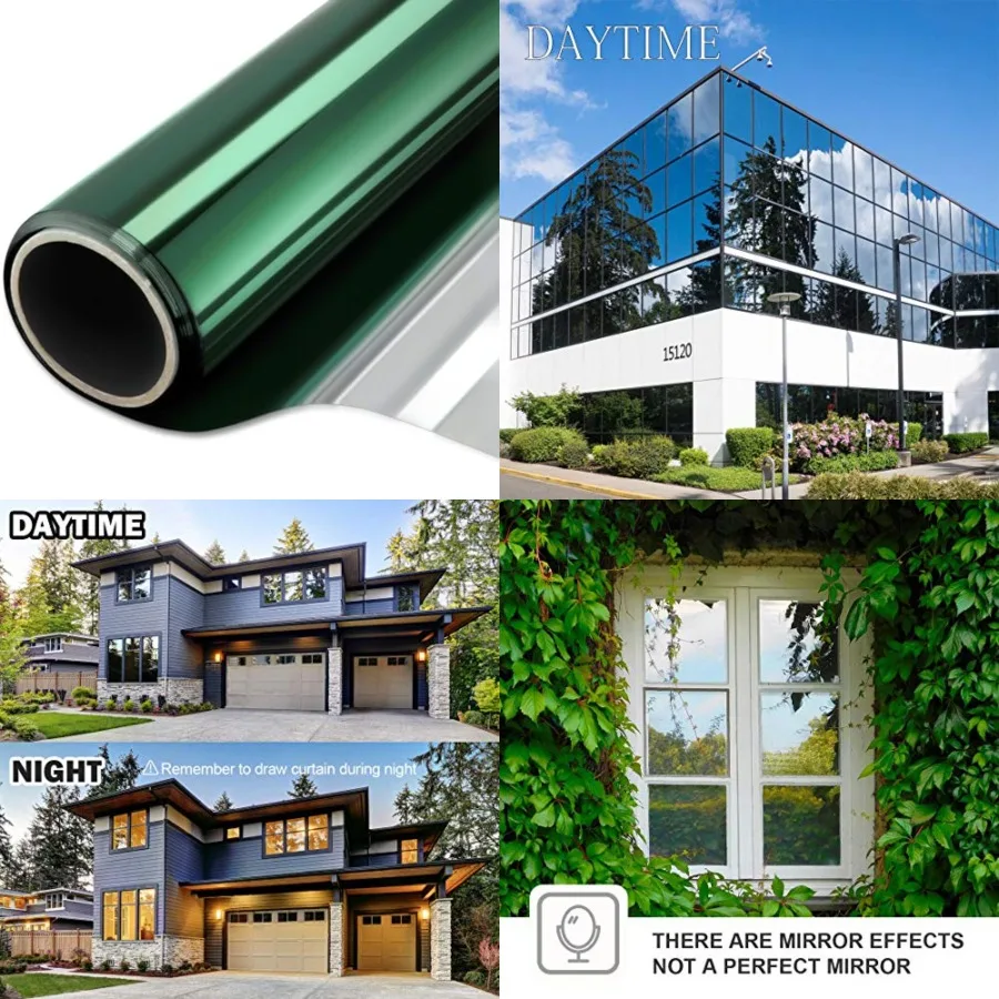 

Window Film One Way Mirror Film Daytime Privacy Static Non-Adhesive Decorative Heat Control Anti UV Window Tint for Home and Of