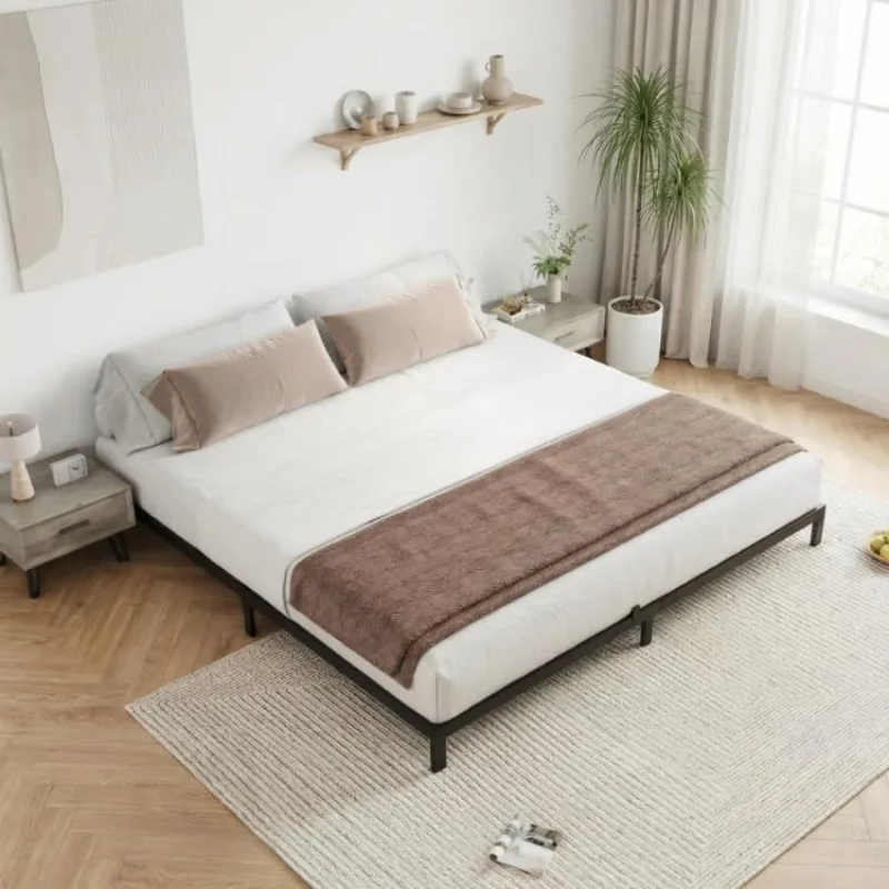 

Металлическая кровать-платформа King Size 6 дюймов, прочная, усиленная, с 6 противоскользящими опорами для матраса, на заказ