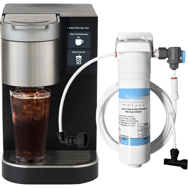 K2550 Plumbed Single Serve Commercial Coffee Maker and Tea Brewer with Direct Water Line Plumb and Filter Kit