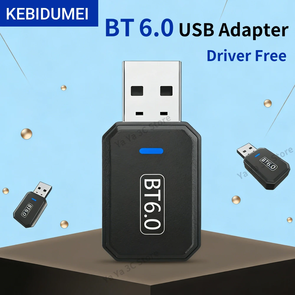 

Беспроводной Bluetooth 6.0 USB-адаптер KEBIDUMEI: аудиопередатчик и приемник для колонок, мышей, клавиатур, ПК и ноутбуков, без драйверов