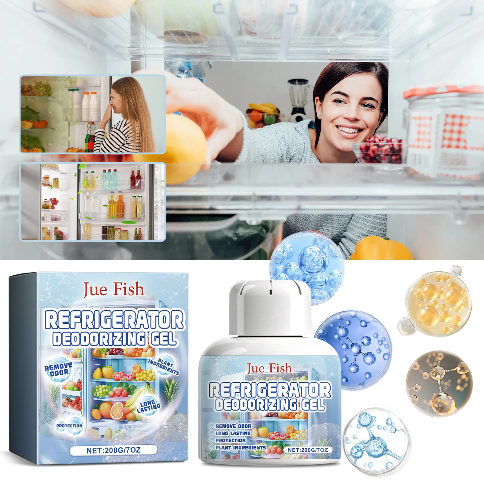Refrigerator Deodorizer Gel Quickly Removing Odors Keep Refrigerator Freshening Long-Term Protection Household Fridge Deodorant