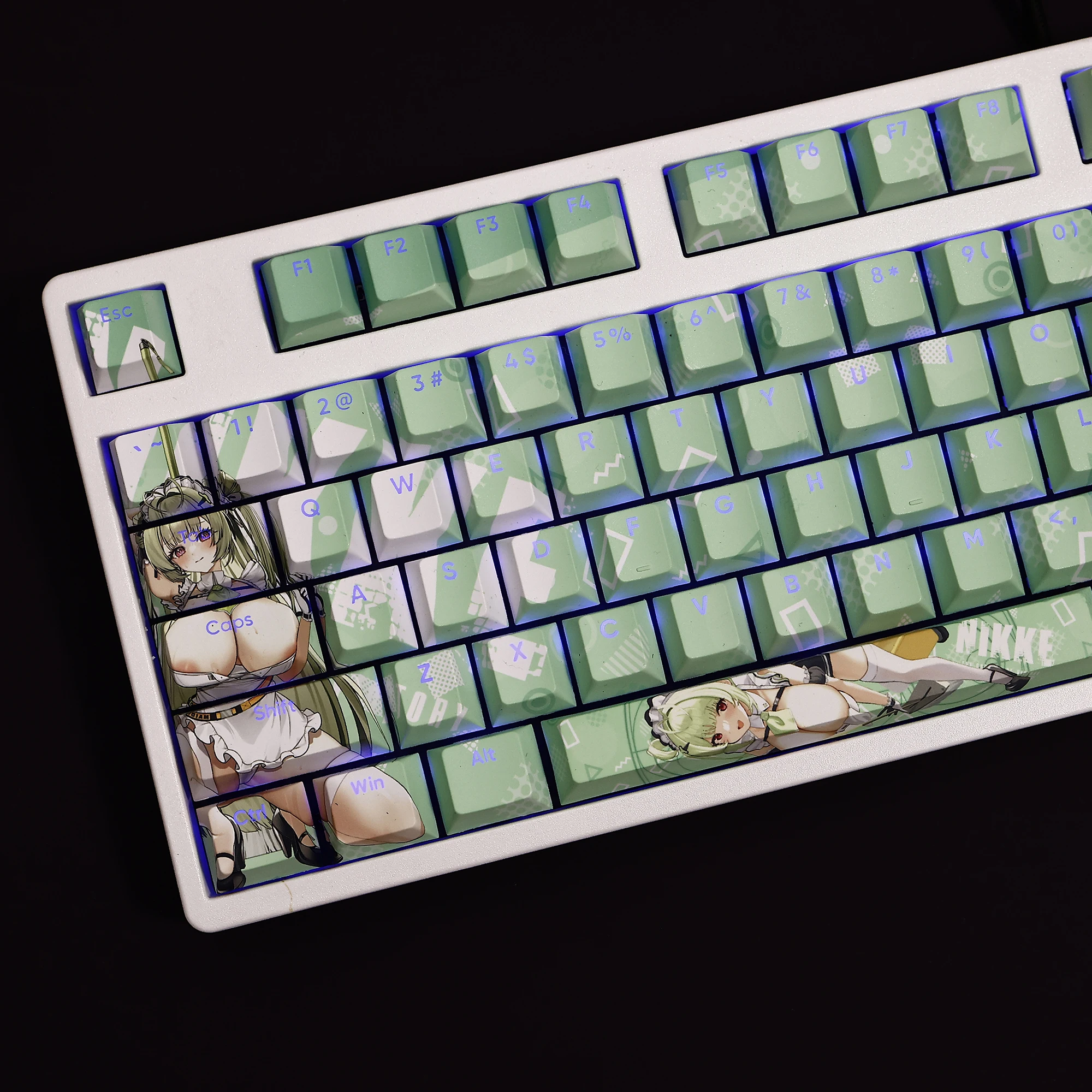 Soda 108 Keycaps Nikke Goddess of Victory PBT DYE Sublimation Light Transmitting Cherry MX Cross Axis Switch Mechanical Keyboard