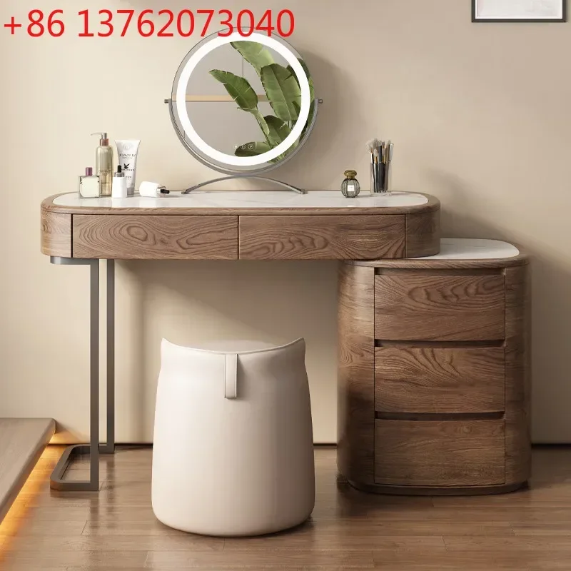 Modern Led Mirror Vanity Desk Nightstand Nordic Wooden Beauty Salon Dressers Bedroom Cabinet Italian Schminktisch Furniture Home