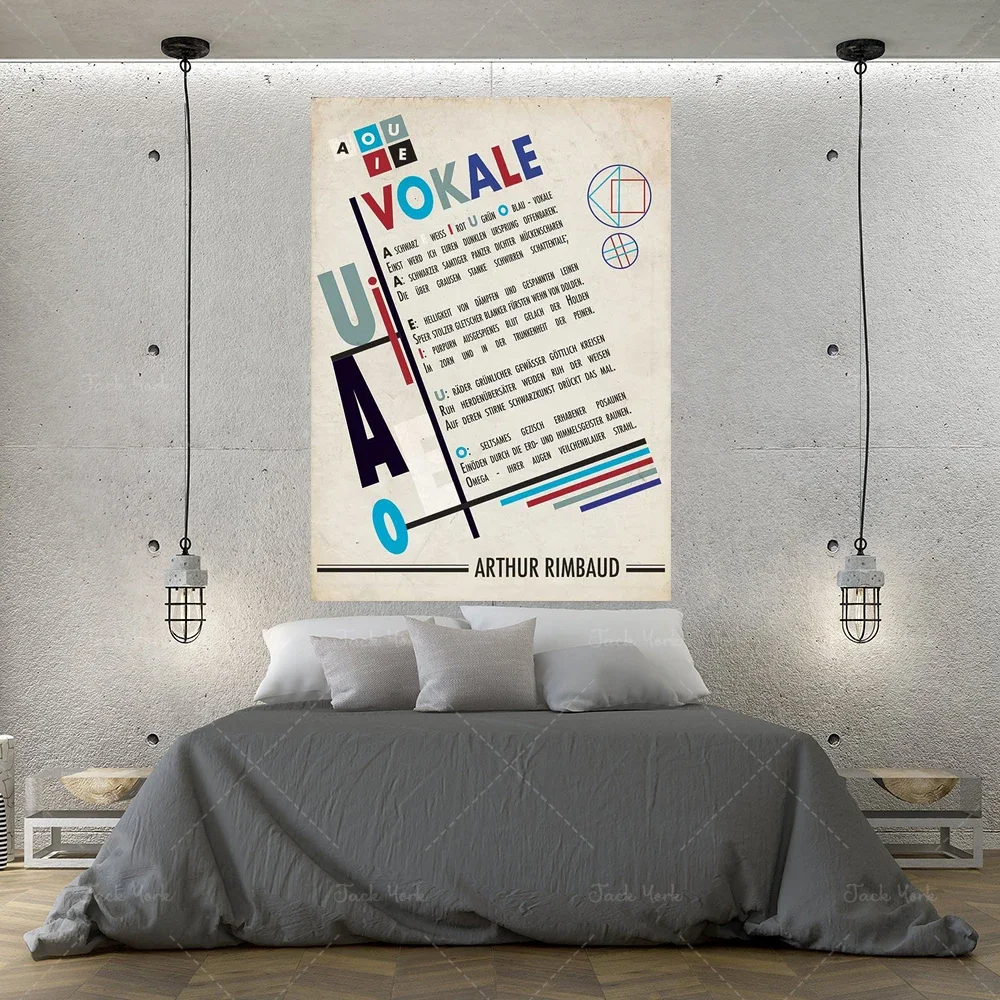 Poster Poem Arthur Rimbaud Vowels - Poster Typography French Poetry Modern Illustration Bauhaus Design Wall Art