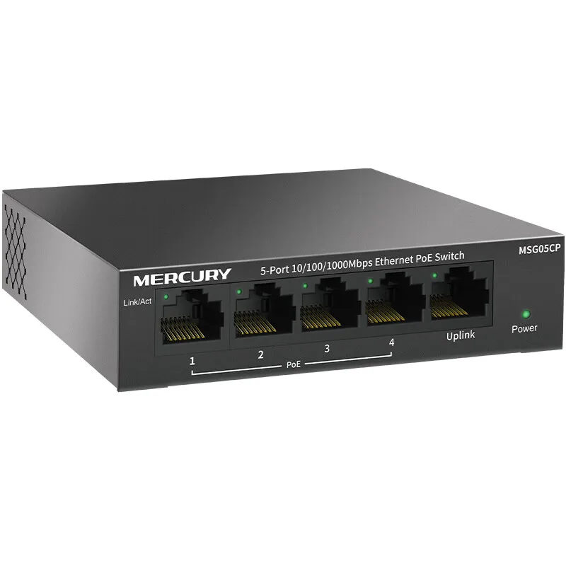 Imagem -02 - Mercury-switch Ethernet Gigabit Poe de Portas Hub de Rede Divisor Ethernet Plug And Play Potência Total 43w Msg05cp