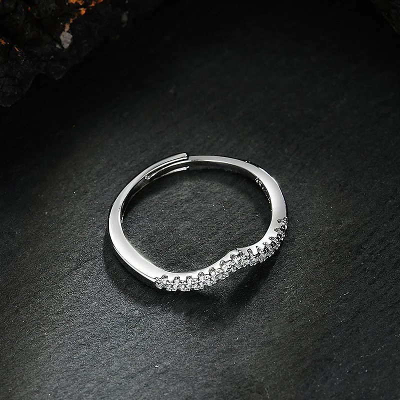Ring aus 925er-Sterlingsilber mit glänzendem Zirkon für Damen, Hochzeitsschmuck, Silberbänder, feines Modegeschenk, Party, hochwertiger Ring – Detail 5