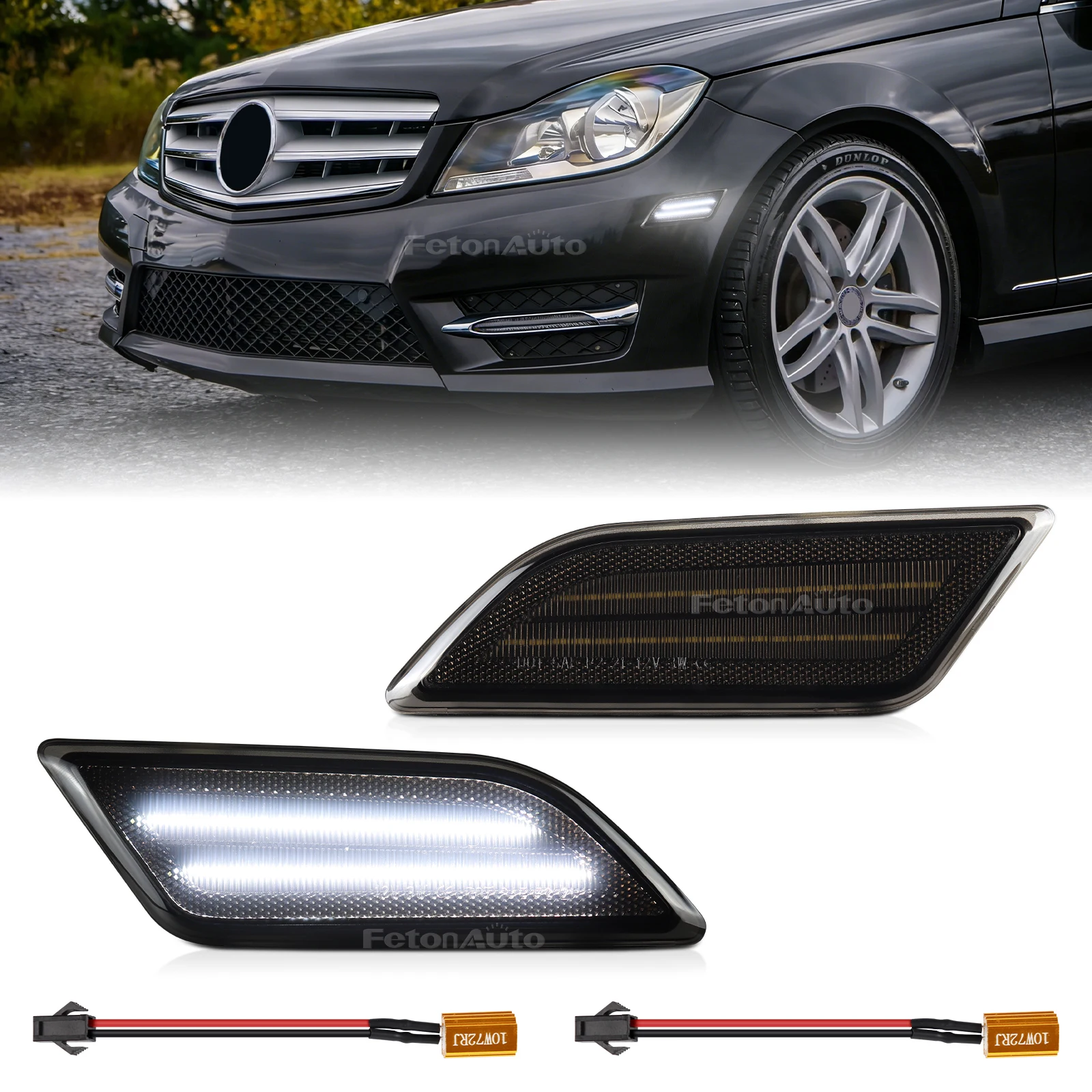 LED Fender Driving Side Marker Lamp Front Bumper Indicator Light For Mercedes Benz C-Class W204 C250 C300 C350 C63 AMG 2012-2014