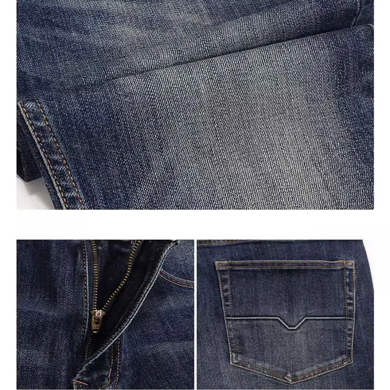 Fashion Designer Men Jeans High Quality Retro Washed Blue Elastic Slim Fit Vintage Jeans Men Casual Business Denim Pants Hombre