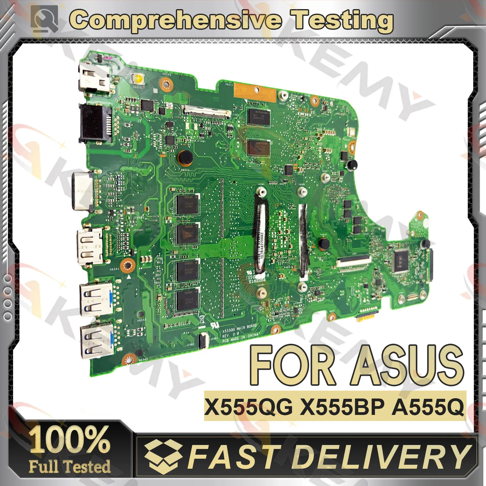 X555QG Laptop Motherboard For ASUS VivoBook K555Q X555QG X555Q A555Q Notebook Mainboard With A4 A6 A8 A10 A12 CPU 100% tests OK