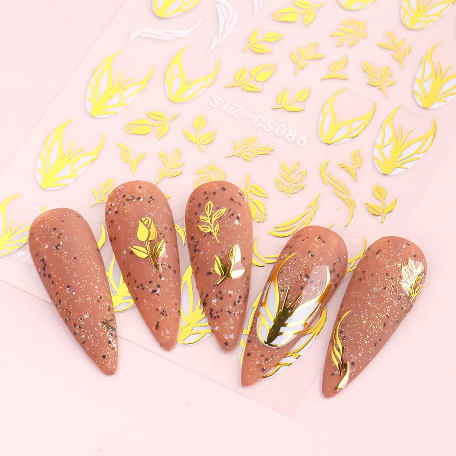 3D Rose Gold Nail Stickers Sneeuwvlokken Rode Kerstpakketten Nail Art Decals Sliders Glitter Folies Winter Nail Sticker Decoraties