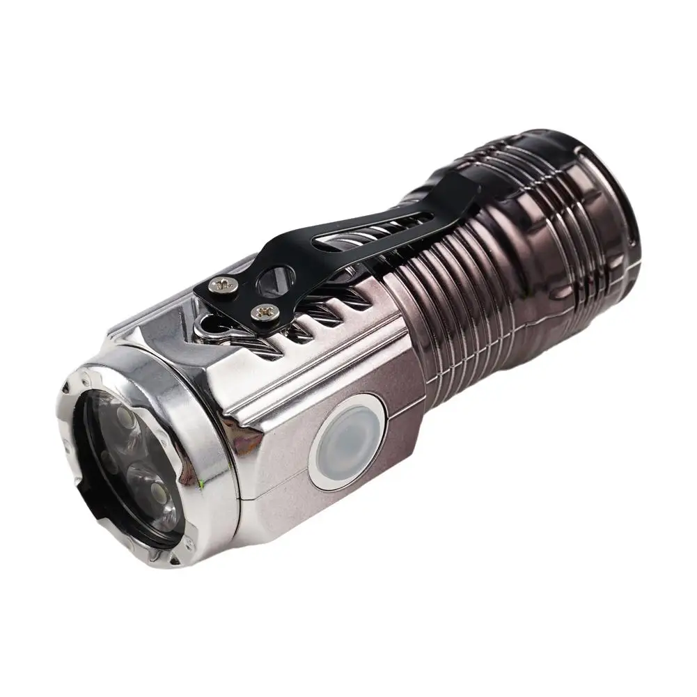 Mini Portable Flashlight Super Magnetic Attraction Portable New Lighting Three-eyed Chargeable Led Waterproof Flashlight I3d9