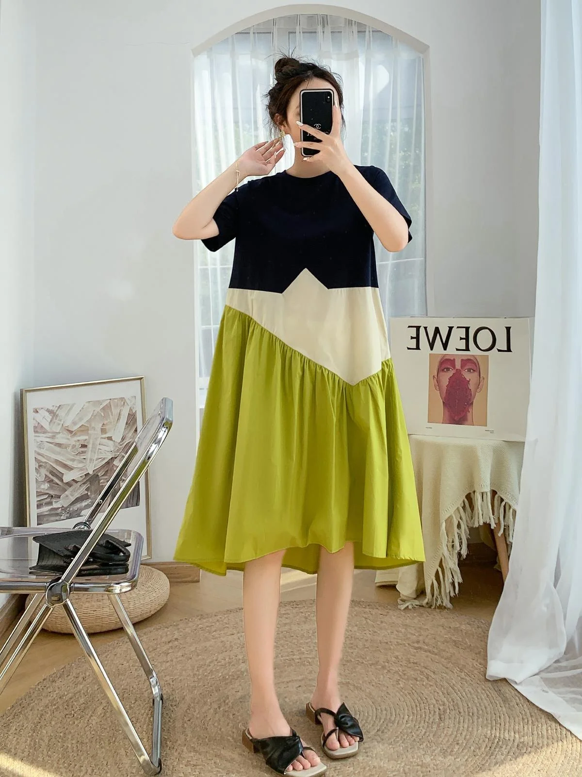 Spécial grande taille en mousseline de soie Dr femmes Materni grande taille Ele jupe Midi ourlet large décontracté été ort Sve