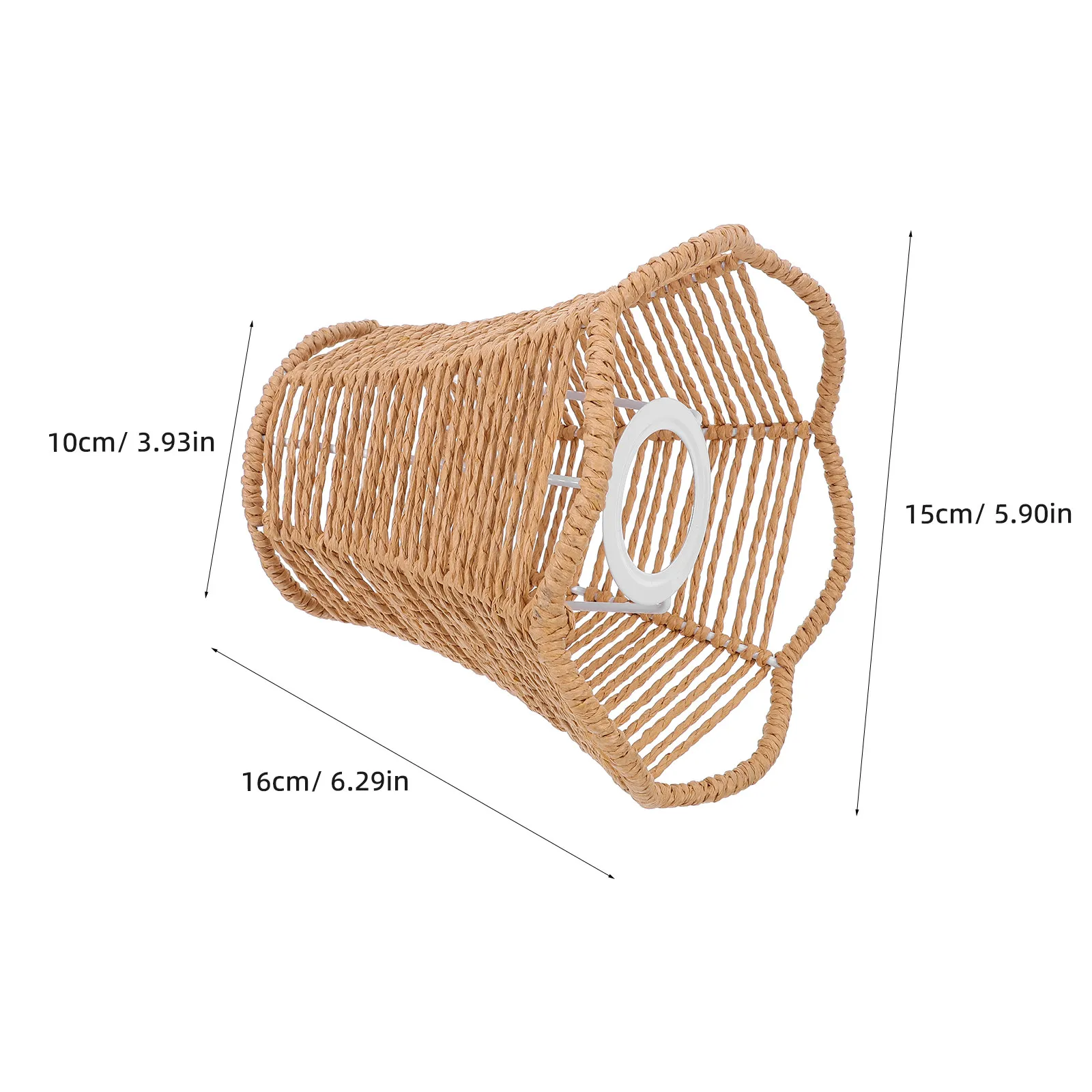 Woven Handmade Lamp Shade Replacement E27 Farmhouse Boho Light Shade for Table Desk Ceiling Chandelier Small Rattan Wicker