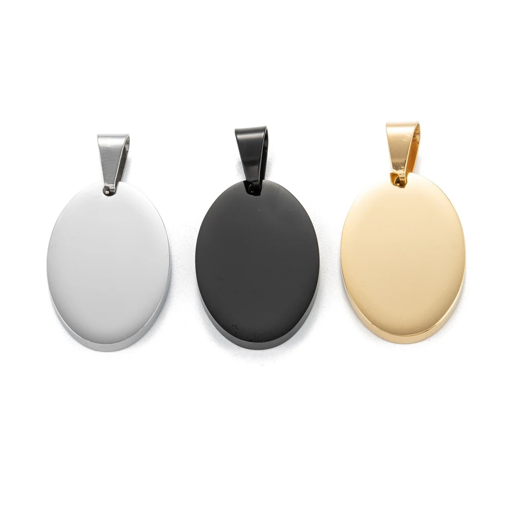 

10pcs 304 Stainless Steel Oval Pendants Stamping Blank Tag Manual Polishing Pendant for necklace jewelry DIY making, Mixed Color