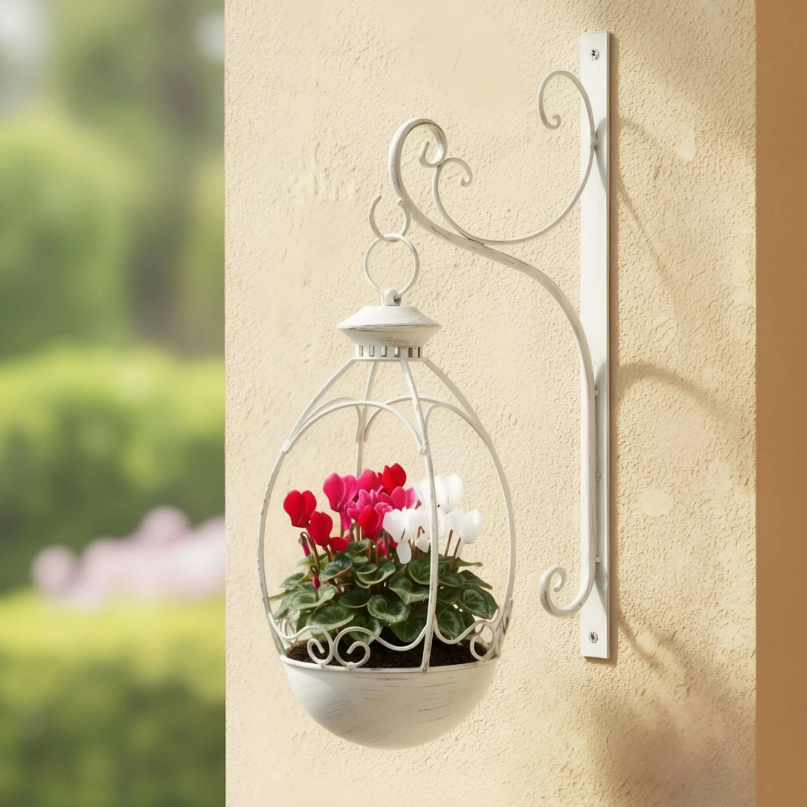Wall Hanging Planter Scrollwork Lantern Planter Plant Hanger Hook with Bracket Decorative Hanging Basket Wall Hook Heavy Duty