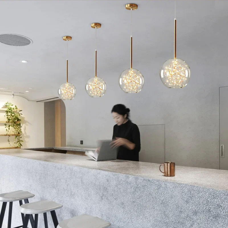 

SANDYHA Elegant LED Glass Chandelier Pendant Light Modern Design for Living Room Bedroom Dining Table Unique Home Decor Lighting