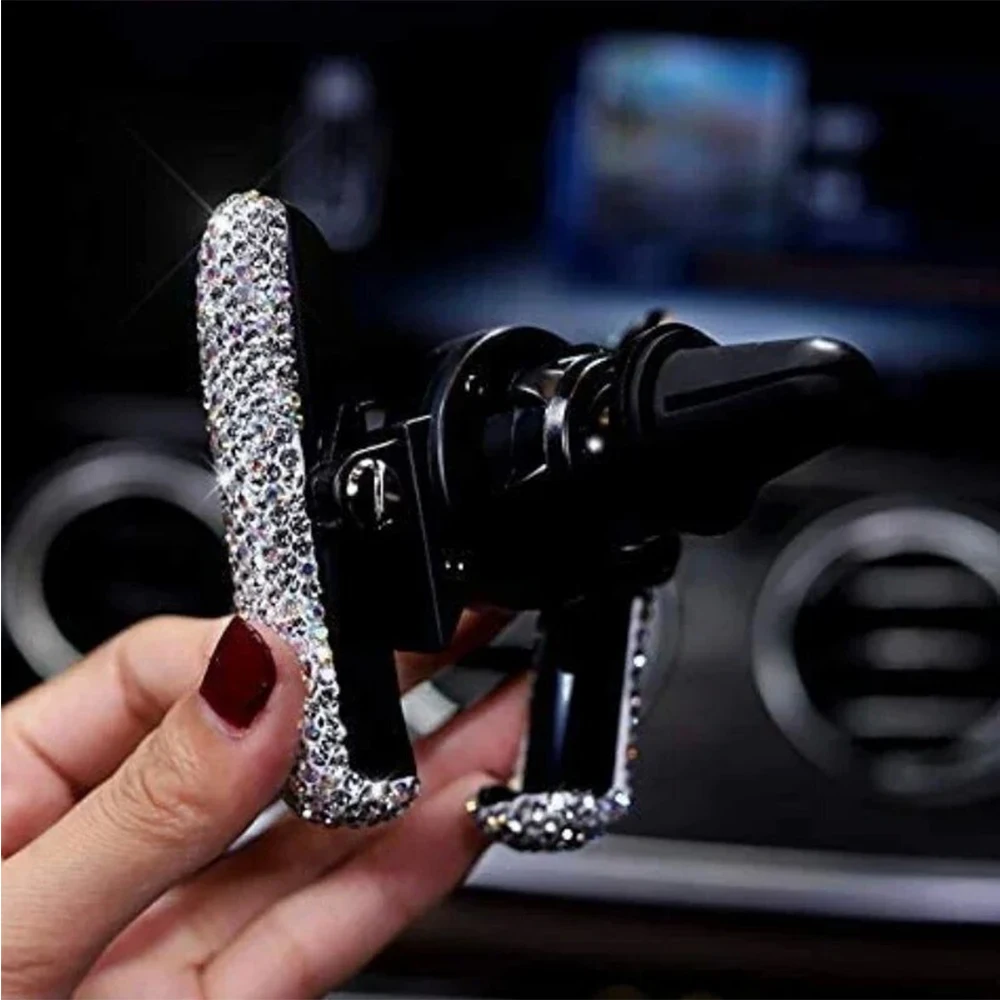 Car phone bracket, women\'s crystal diamond phone bracket, car ventilation phone port, car interior accessory bracket