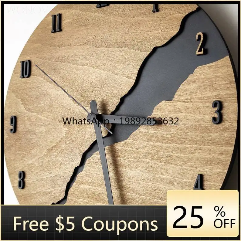 

LYY Creative Crack Simple Wooden Wall Clock Modern Home Decoration Background Wall Clock
