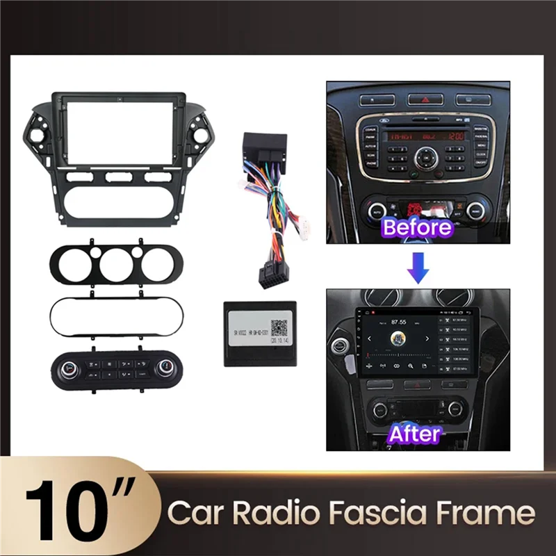 إطار وسائط متعددة متين للسيارة 10 بوصة - 10.2 بوصة ملحقات السيارة باللون الأسود لسيارة Ford Mondeo IV 2007-2010