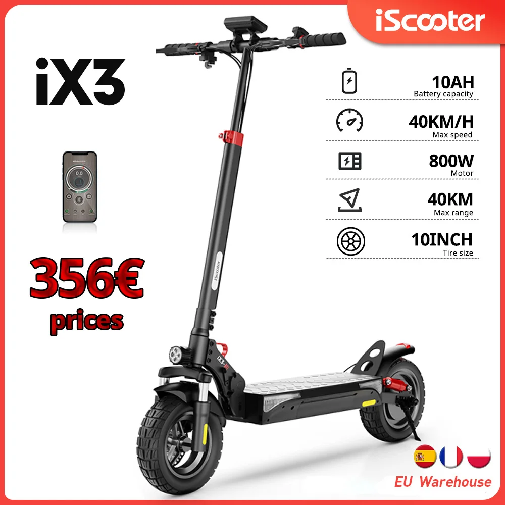 iScooter IX3 Electric Scooter 800W Powerful Electric Kick Scooter 10INCH OFF road Tire 40km/h Speed 40km/h Range E Scooter