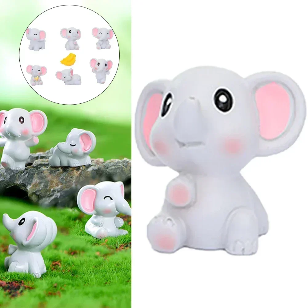 Resin Elephant Ornaments Animal Garden Figurines Micro Landscape Decoration Resin Bonsai Doll House Fairy Tale Garden Ornaments