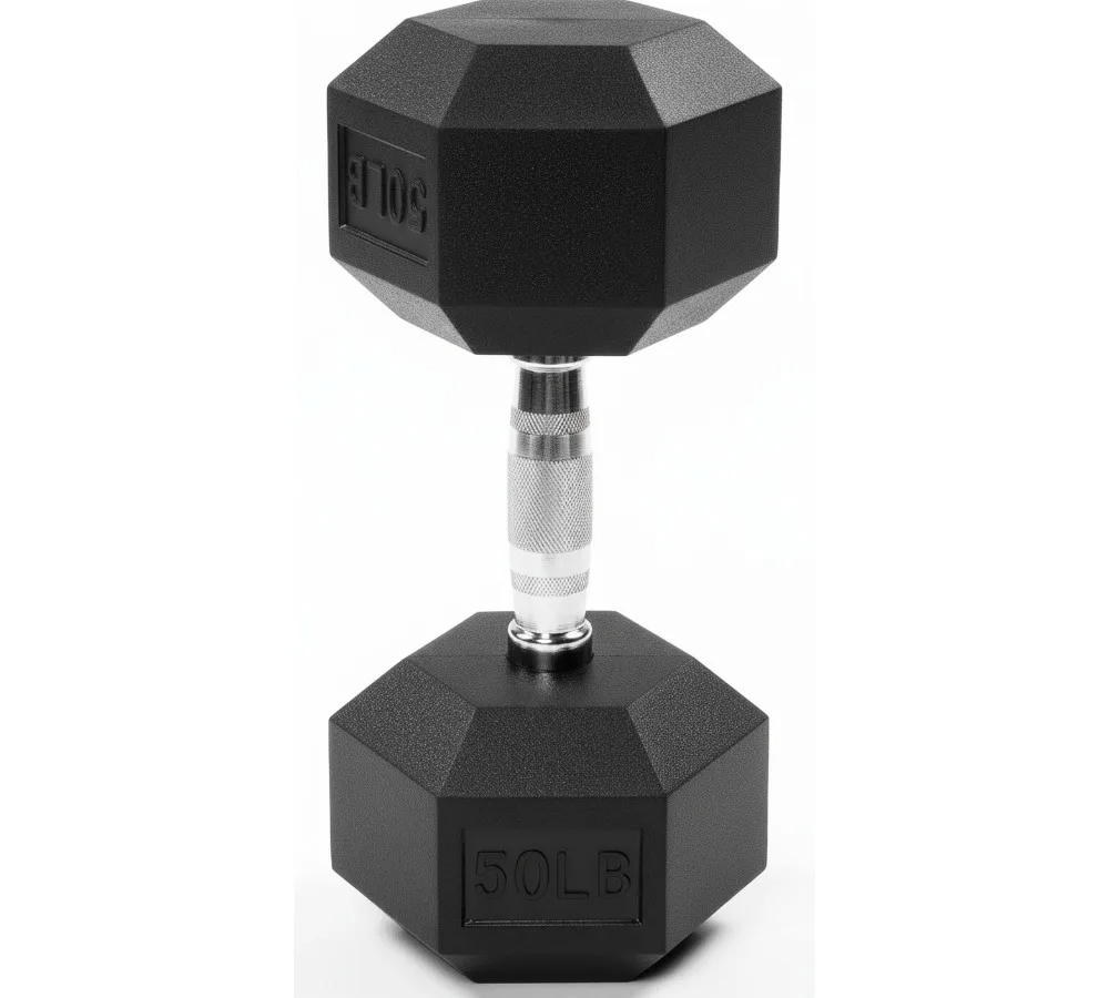 دمبل سداسي مغلف بالمطاط، مقبض معدني مضاد للانزلاق لتمارين صالة الألعاب الرياضية المنزلية، متوفر بمقاسات متعددة