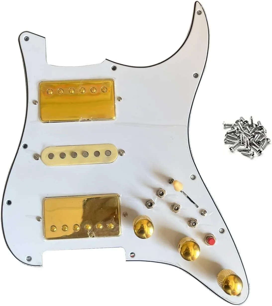 Prewired Loaded ST Pickguard With HSH Gold Alnico 5 Humbucker Pickups Set Coil Splitting Switch For ST Electric Guitar