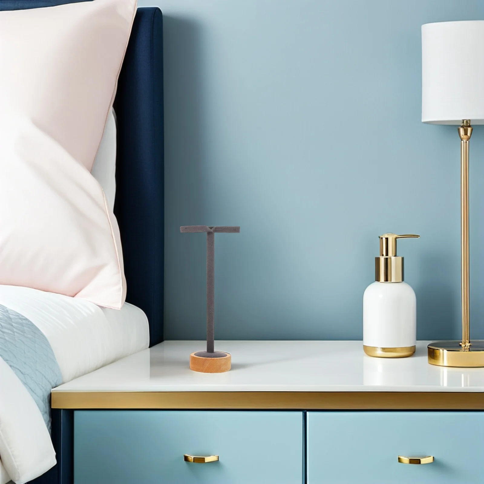 2 قطعة حامل القرط على شكل حرف T منظم عرض المجوهرات قاعدة مستديرة كونترتوب قلادة سوار تخزين الأقراط المنظم #5