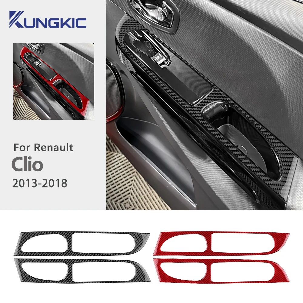 Real Soft Carbon Fiber Sticker For Renault Clio 4 2013 2014 2015 2016 2017 2018 LHD RHD Car Front Window Button Inner Outer Trim
