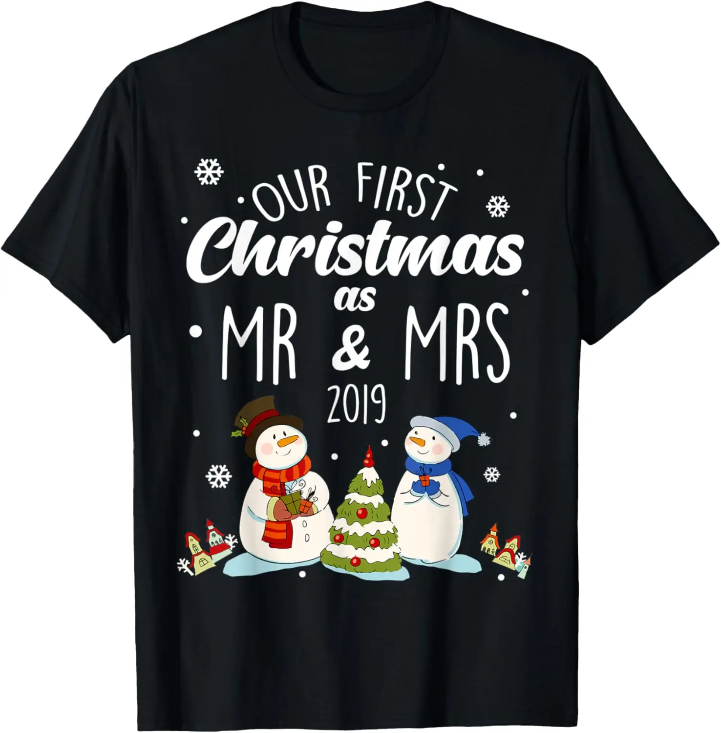 Забавная рождественская футболка «Наше первое Рождество в качестве мистера и миссис» 2019, подарочная футболка для пары