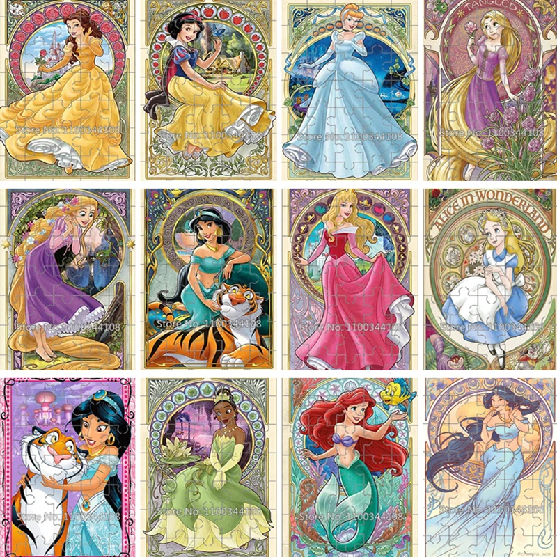 

Disney Princess 35 Pieces Jigsaw Puzzles Cartoon Snow White Little Mermaid Puzzle Children's Educational Toys Girl Handmade Gift