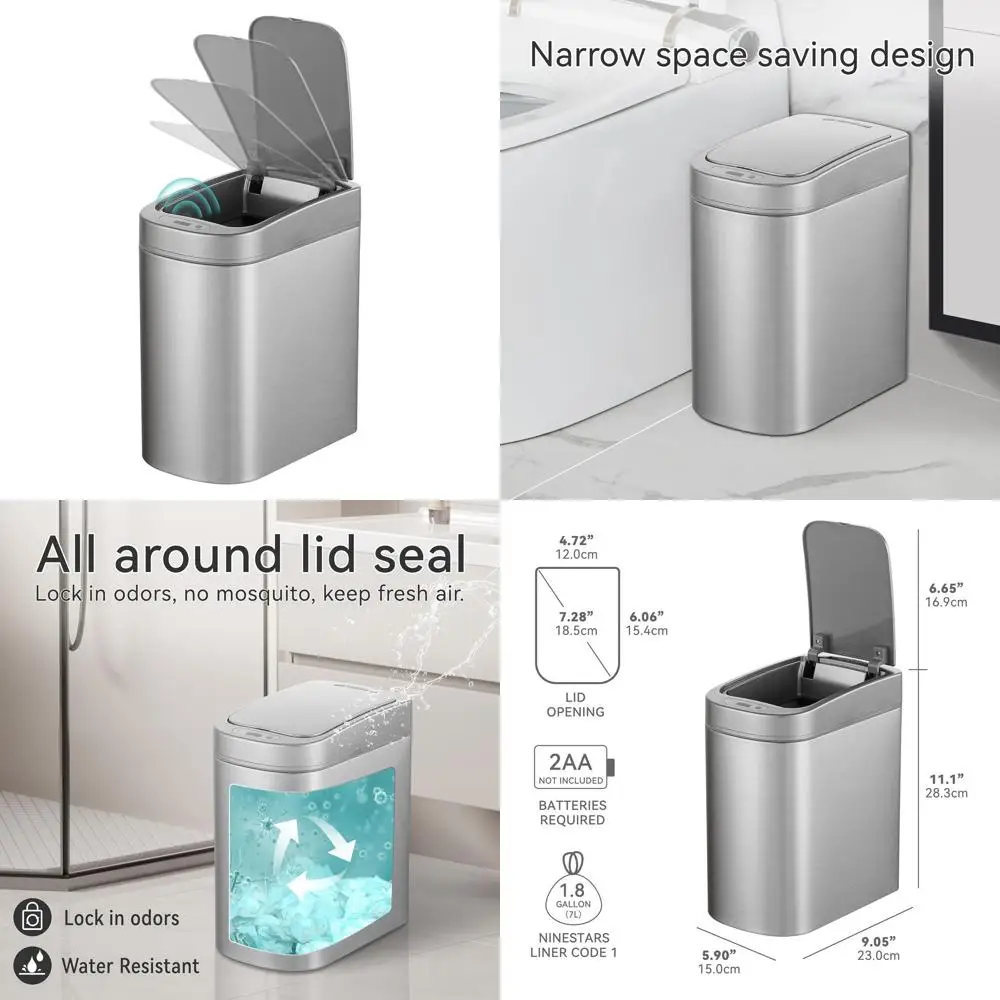 

1.8 Gallon Automatic Motion-Activated Trash Bin for Home and Office Use