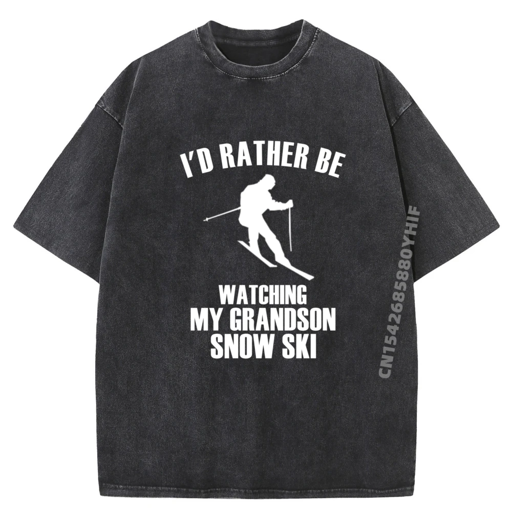 

Fashion Tribe Apparelgrandparents Rather Watch My Grandson Snow Ski Streetwear Funny Shirt Mens Loose Washed Shirt