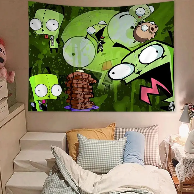 Invader Zim Hippie Wall Hanging Tapestries Japanese Wall Tapestry Anime Home Decor