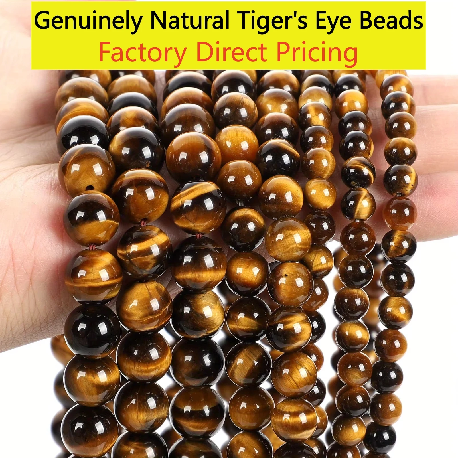 Natürliche Stein Echte Gelbe Tigeraugen Stein Perlen Runde Lose Spacer Perlen Für Schmuck Machen Armband Halskette Zubehör 15"