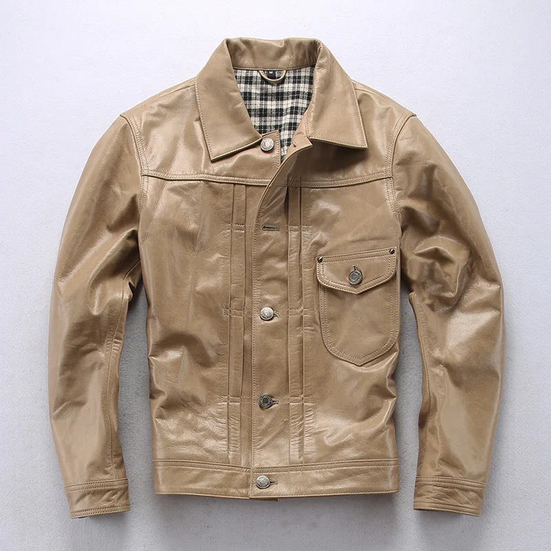 

Men's Brand Autumn Spring Genuine Leather Jacket Large Size High Quality Sheep Leather Classic Casual Jacket Warm Zipper Coats