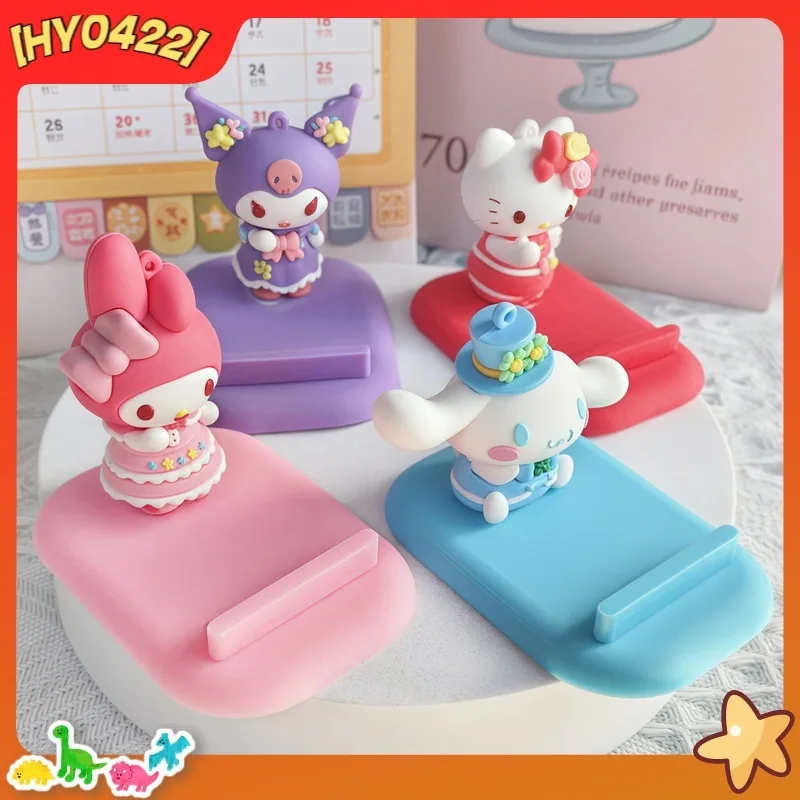 

Cartoon Kt Kuromi Melody Cute 3d Figurine Phone Stand Portable Desktop Bedside Phone Holder Decorative Ornament Gift