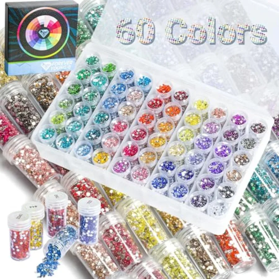 

Crystal Beads Diamond Painting Storage Containers Diamond Painting Accessories and Tools 90000pcs Flatback Rhinestones Drills