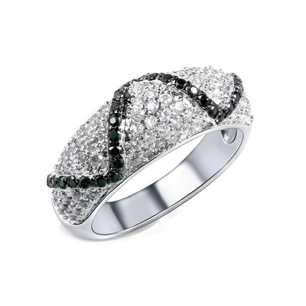 Broken code clearance! Fashion Jewelry Black Mix White color Cubic zircon Lovely Ring For Women