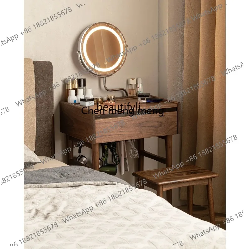 أمريكا الشمالية الجوز الأسود جميع خزانة الخشب الصلب الحديثة طاولة ماكياج بسيطة شقة صغيرة أثاث غرفة نوم سجل الرياح 3001