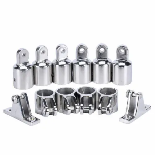 Marine yacht stainless steel awning accessories 2 mountain seats + 4 fixing brackets + 6 sliding caps 12-piece set