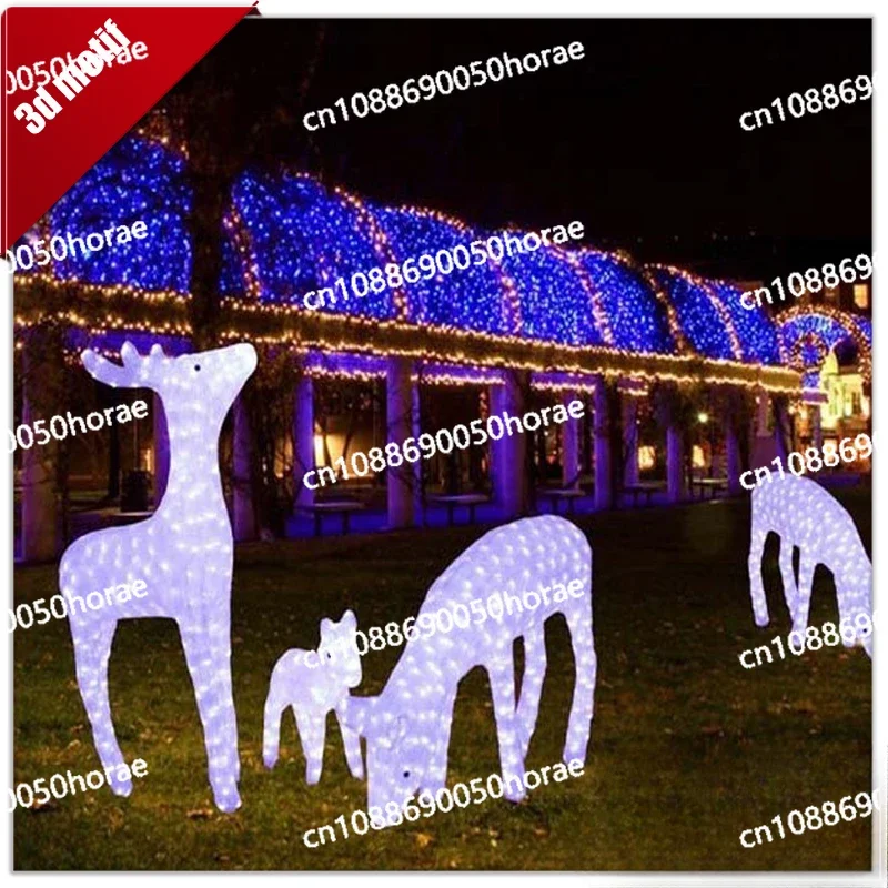 Outdoor 3D Motif Lights LED Christmas 3D Reindeer Sika Deer Christmas Decoration