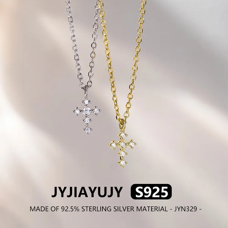 

JYJIAYUJY 100% цельное оригинальное ожерелье из стерлингового серебра S925 в наличии с бриллиантами и крестом, модная повседневная одежда JYN329