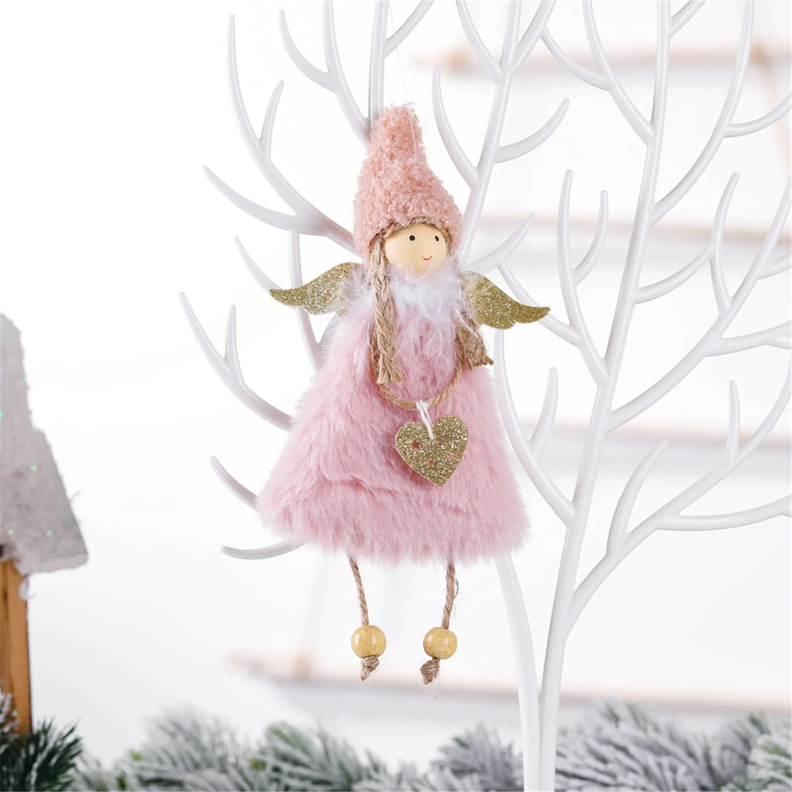 Christmas Decorations Handmade Crafts Plush Angel Girl Doll Pendant Christmas Tree Hanging Ornaments New Year 2024 Xmas Gift Toy