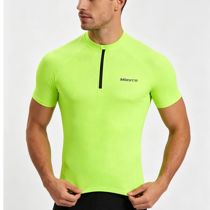 Mieyco 2026 Brand New Men's Cycling Jersey Short Sleeve Bike Biking Shirts Half Zipper with Rear Pockets Road Bicycle Clothing