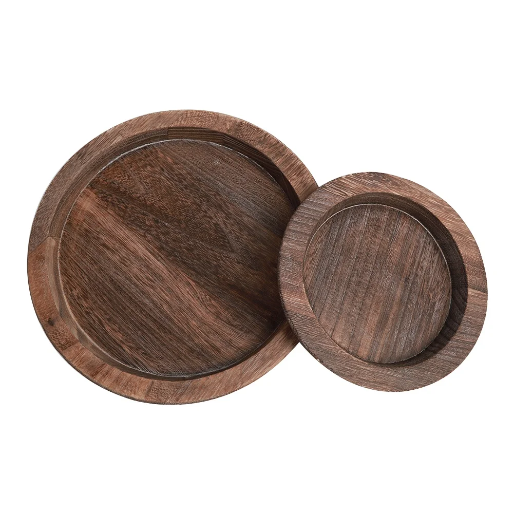 Country Paulownia For Old Pallets Retro Wood Heat Insulation Mat Eco-Friendly Home Desktop Decor Simple Round Cup Plate