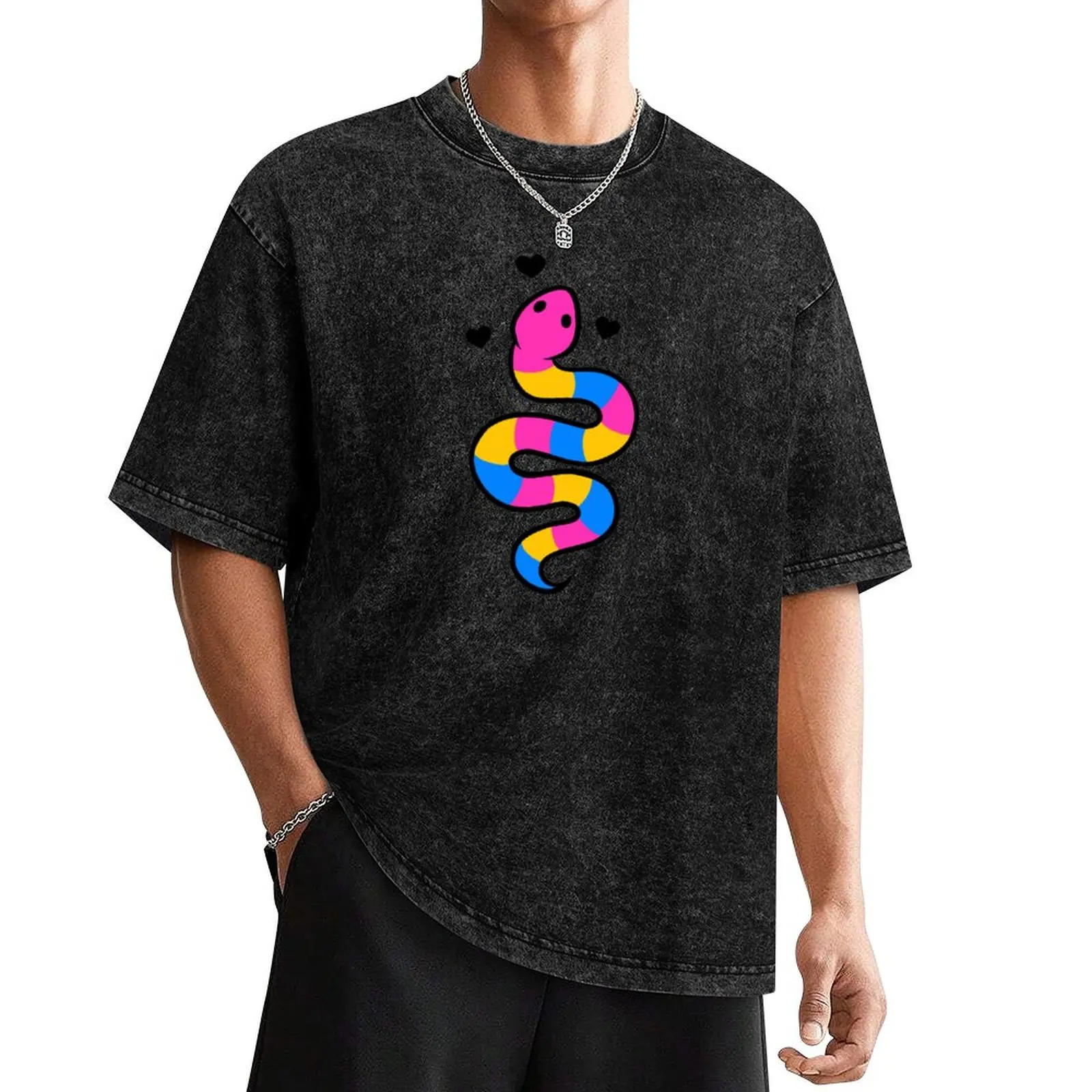 Pan Pride Snake v2 T-Shirt sweat cotton graphic tees mens graphic t-shirts big and tall