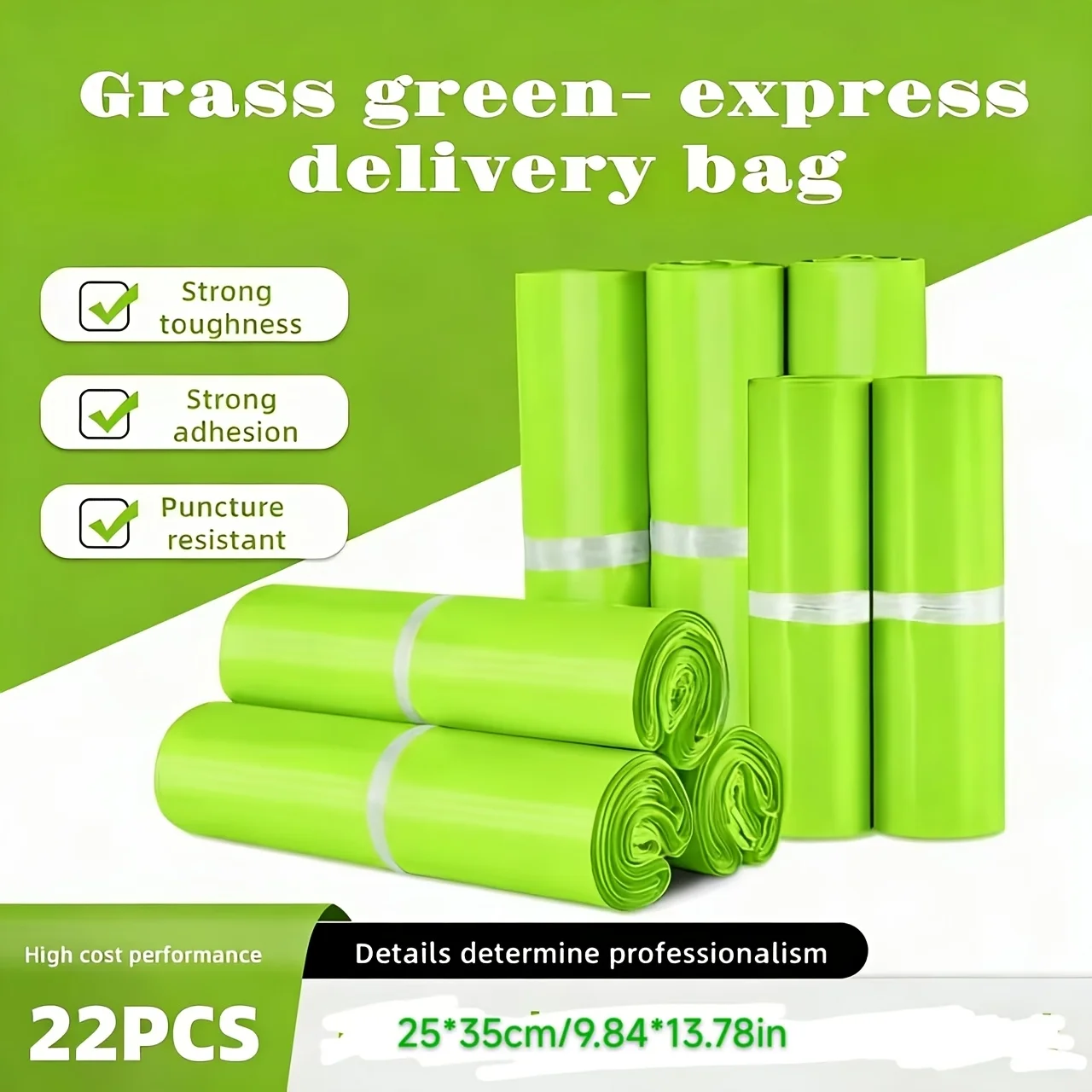 22 Pcs Grass Green Airplane Style Poly Mailers, Self Seal Clothing Shipping Bags, E-commerce Logistics Packaging Pouches for Gar