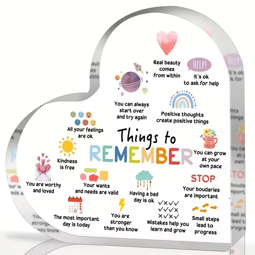 Para el bienestar mental y las afirmaciones, puede utilizar el letrero decorativo de acrílico, la exquisita placa para mesa.